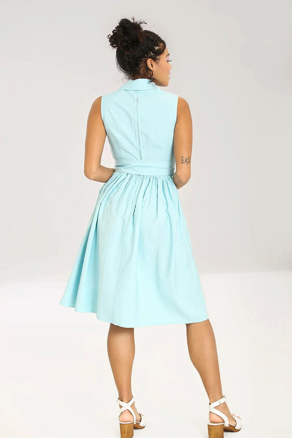 Hell Bunny A-Linien-Kleid Cry Baby Blau Retro Vintage Swing Dress Blusenkleid
