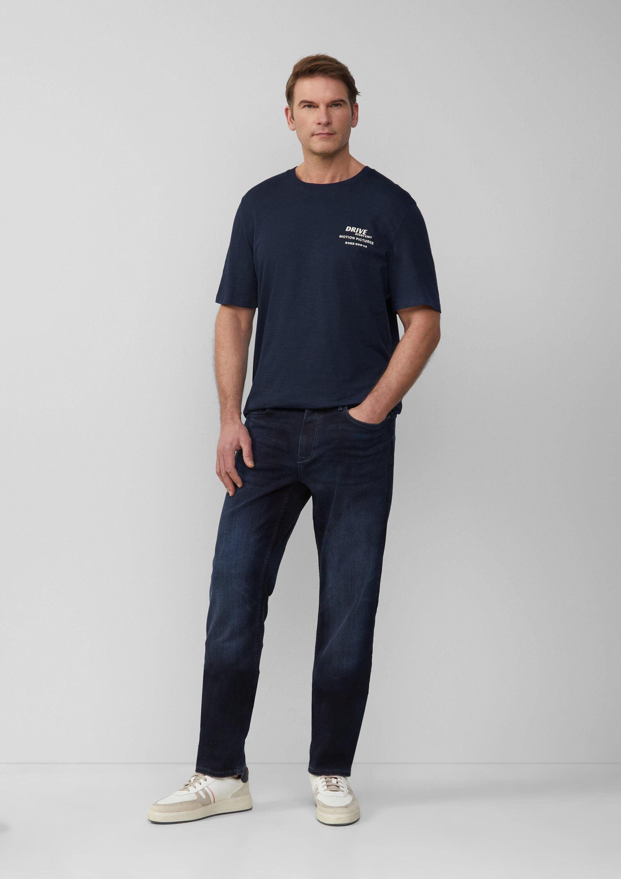 s.Oliver Kurzarmshirt T-Shirt T-Shirt mit Flammgarnstruktur und Rückenprint