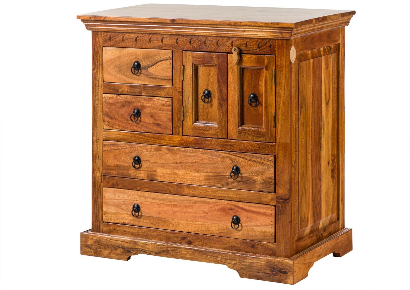 Massivmoebel24 Kommode OXFORD (Massivholz), Kommode Akazie 87x50x87 honig  lackiert OXFORD #0446