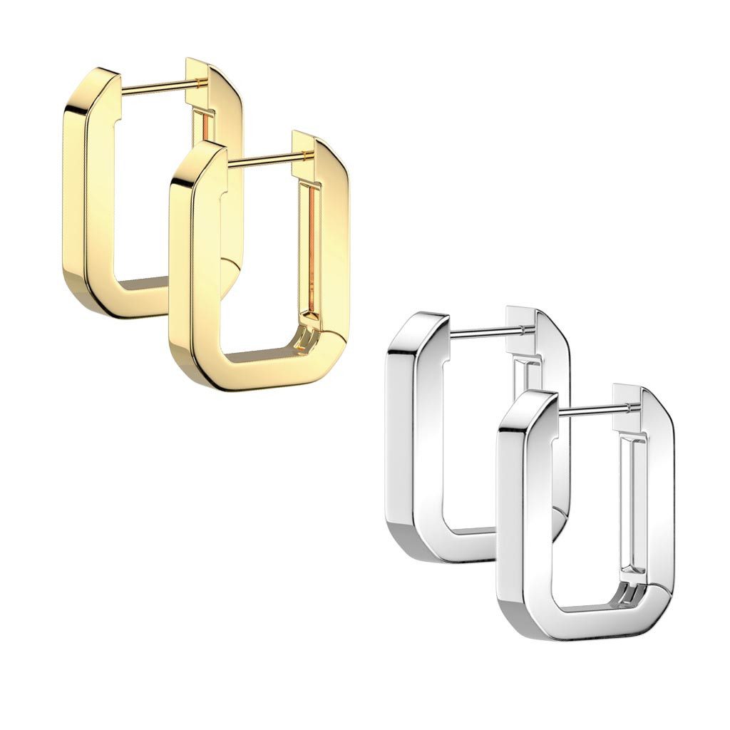 viva-adorno Paar Creolen eckig Edelstahl Damenohrringe rechteckig Ohrringe günstig online kaufen