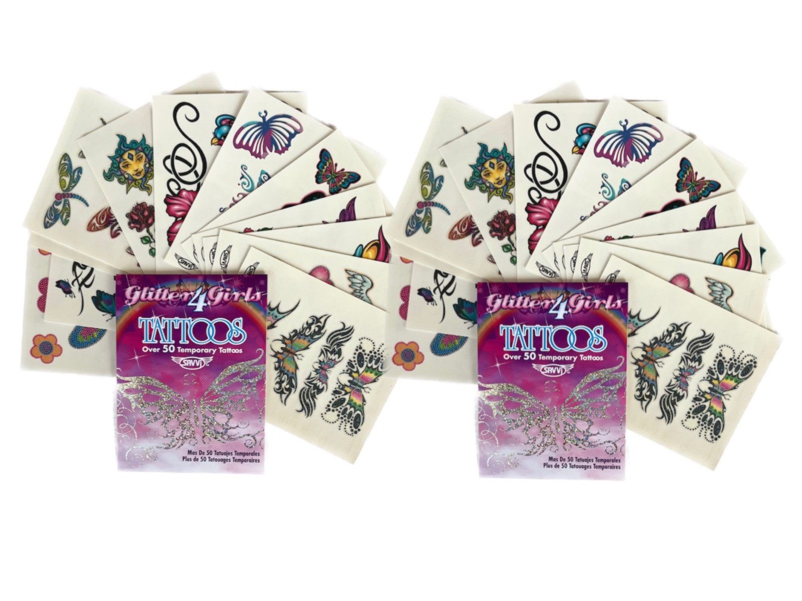 LK Trend & Style Schmuck-Tattoo 2 Packungen Glitter 4 Girls Татуировки, 100-tlg., Sorgt bei jeder Party Kindergeburtstag für gute Laune, Körperschmuck der nicht ewig hält
