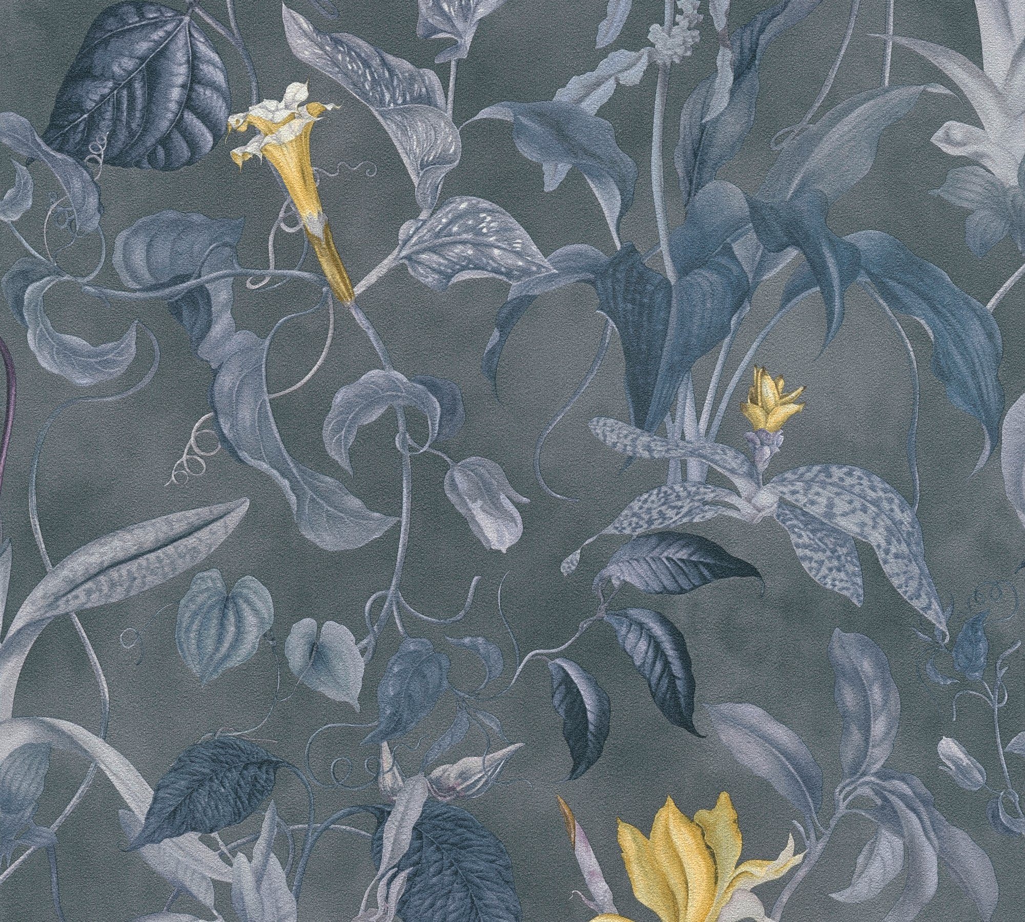 A.S. Création METROPOLIS BY MICHALSKY LIVING Vliestapete Change is good, botanisch, floral, tropisch, Designertapete Tapete Dschungel grau/blau/gelb