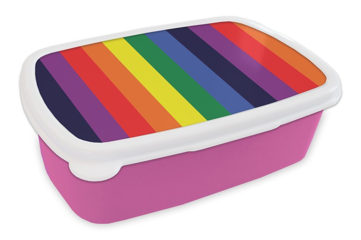 MuchoWow Lunchbox Regenbogen - Muster - Stolz, Kunststoff, (2-tlg), Brotbox für Erwachsene, Brotdose Kinder, Snackbox, Mädchen, Kunststoff rosa | Lunchboxen