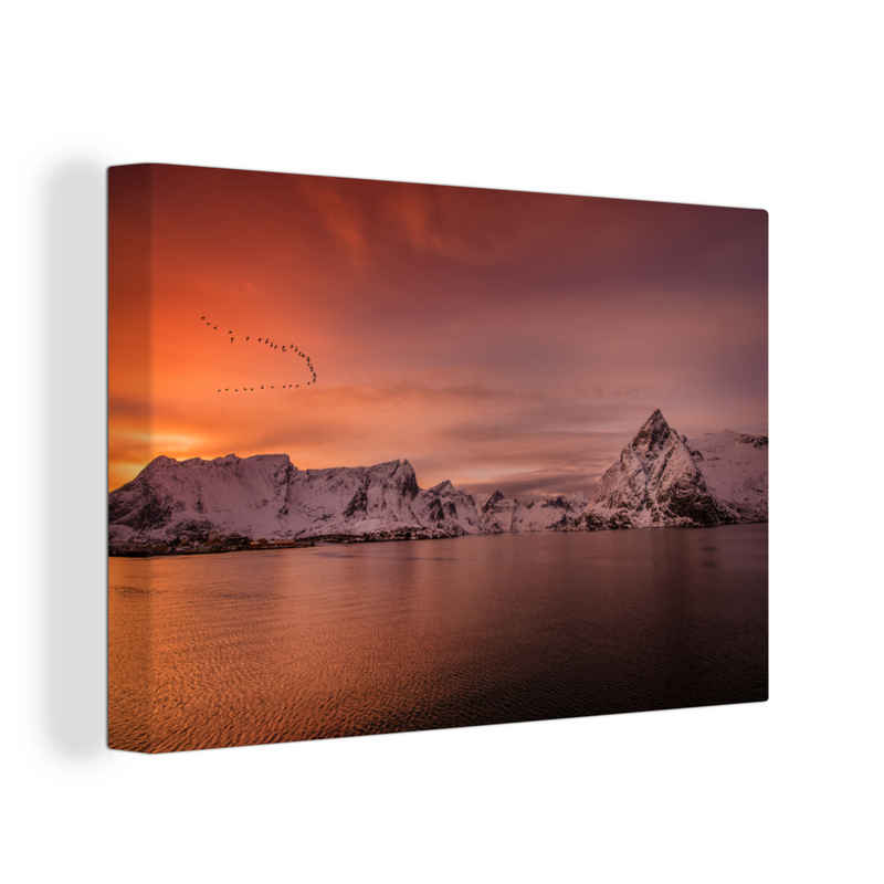 OneMillionCanvasses® Leinwandbild Surfen bei Sonnenuntergang, (1 St), Wandbild Leinwandbilder, Aufhängefertig, Wanddeko, 30x20 cm