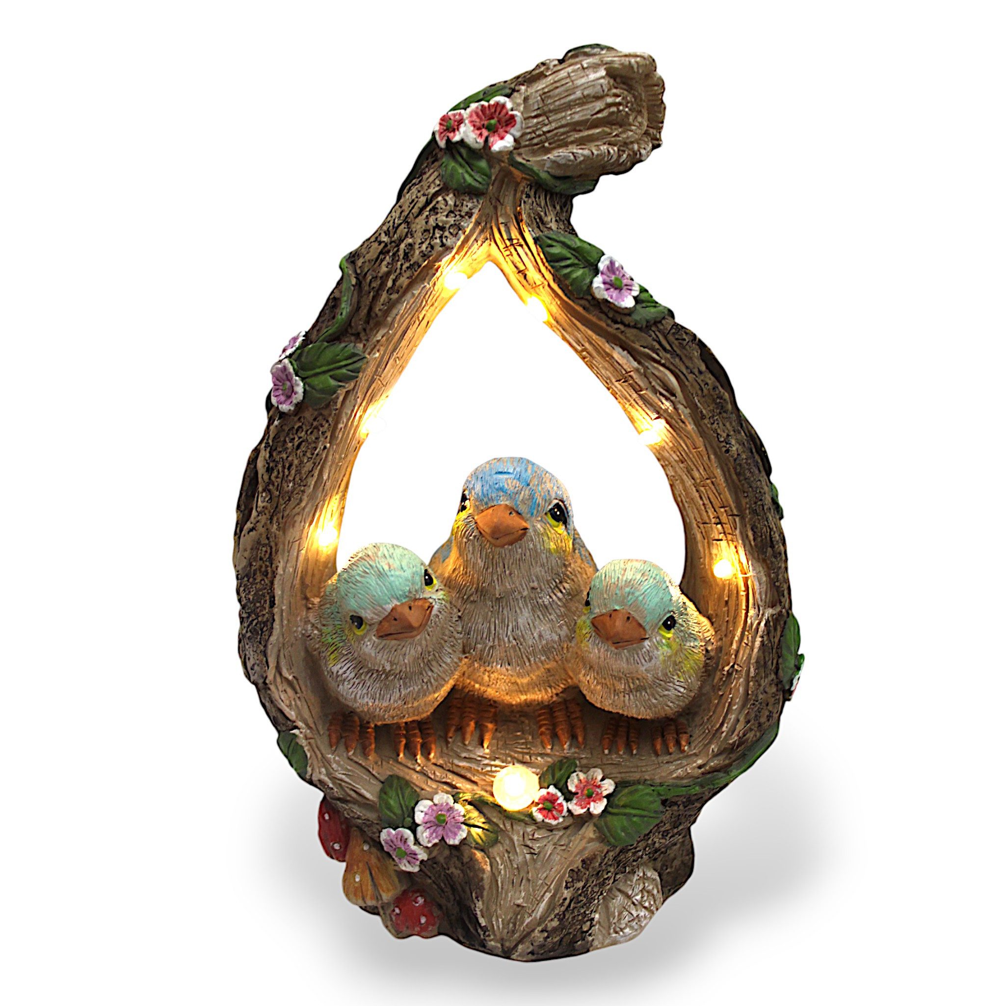 Arnusa Gartenfigur Solar Gartendekoration Baumstamm mit Vögel 30 cm Figur, günstig online kaufen