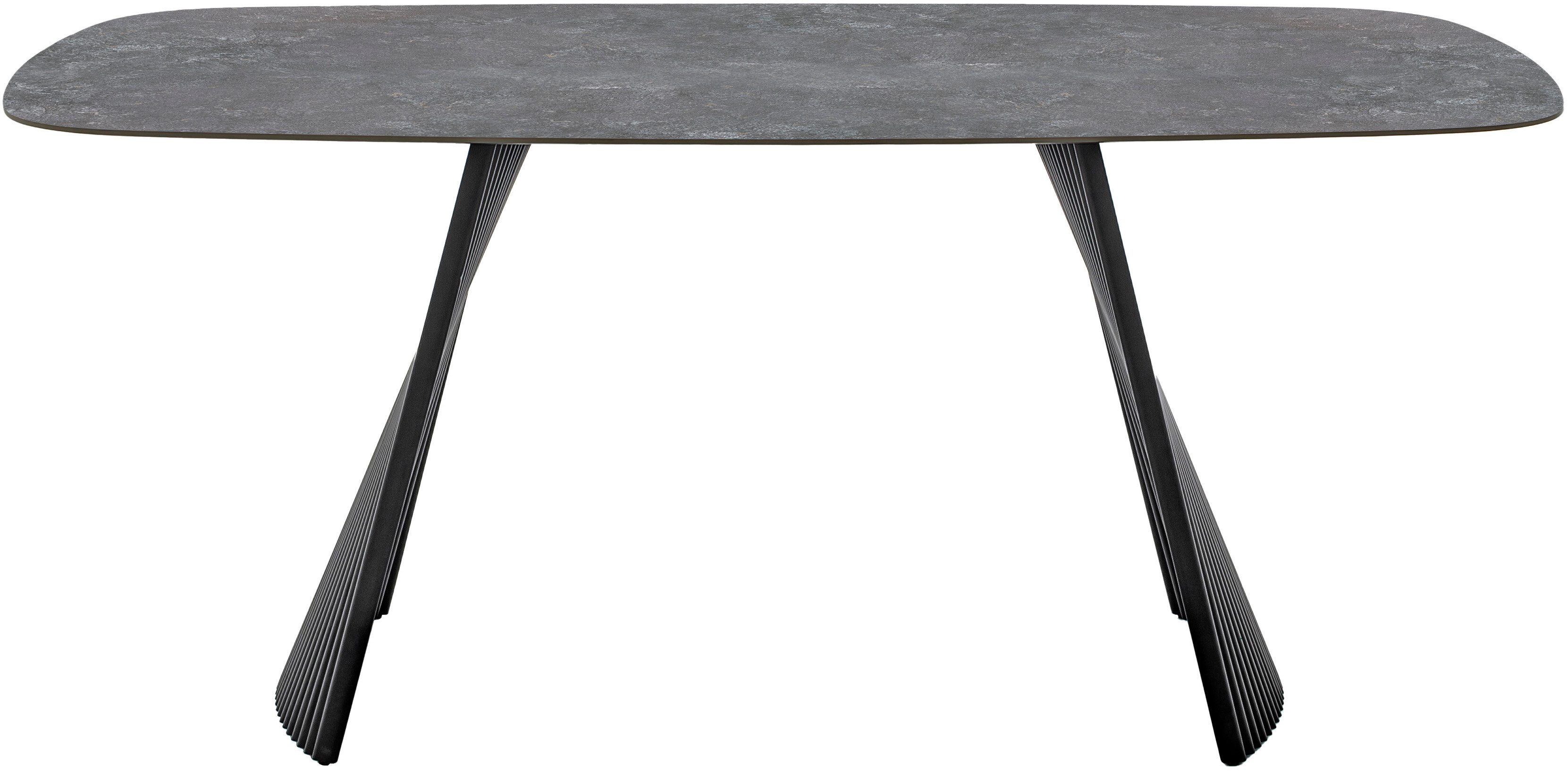 MCA furniture Esstisch TOBELO Wangentisch 180x90cm (1-St), Keramik, Metall, schwarz marmoriert, dining table, 4-6 Personen