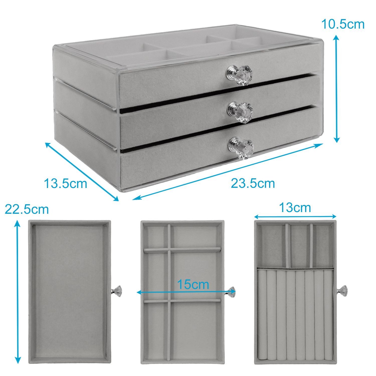 Intirilife Schmuckkasten (1 St), Schmuckkästchen Schmuckschatulle mit 3 Sch günstig online kaufen
