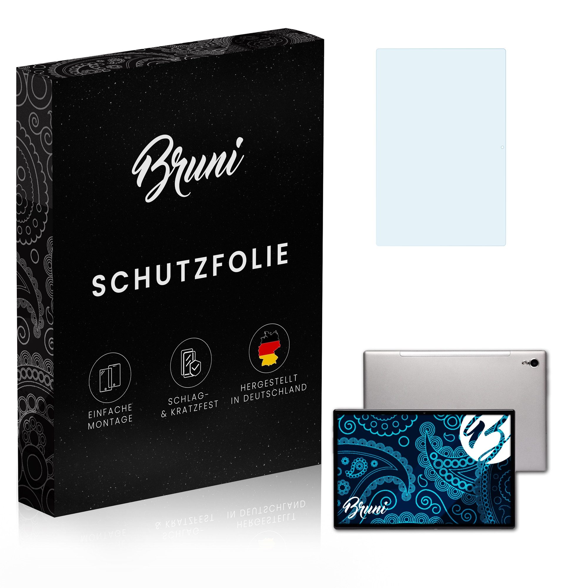 Bruni Schutzfolie für Azeyou 10.1 Inch Tablet PC, (2 Folien), praktisch unsichtbar