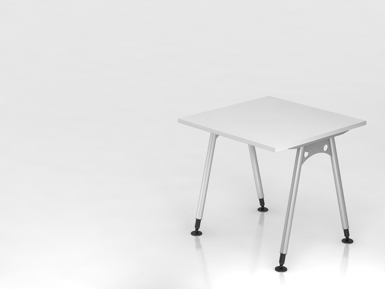 Keijo, Schreibtisch PROREGAL® Höhe  BxT 80x80cm, Weiß  Ahorn, 68-76cm Schreibtisch