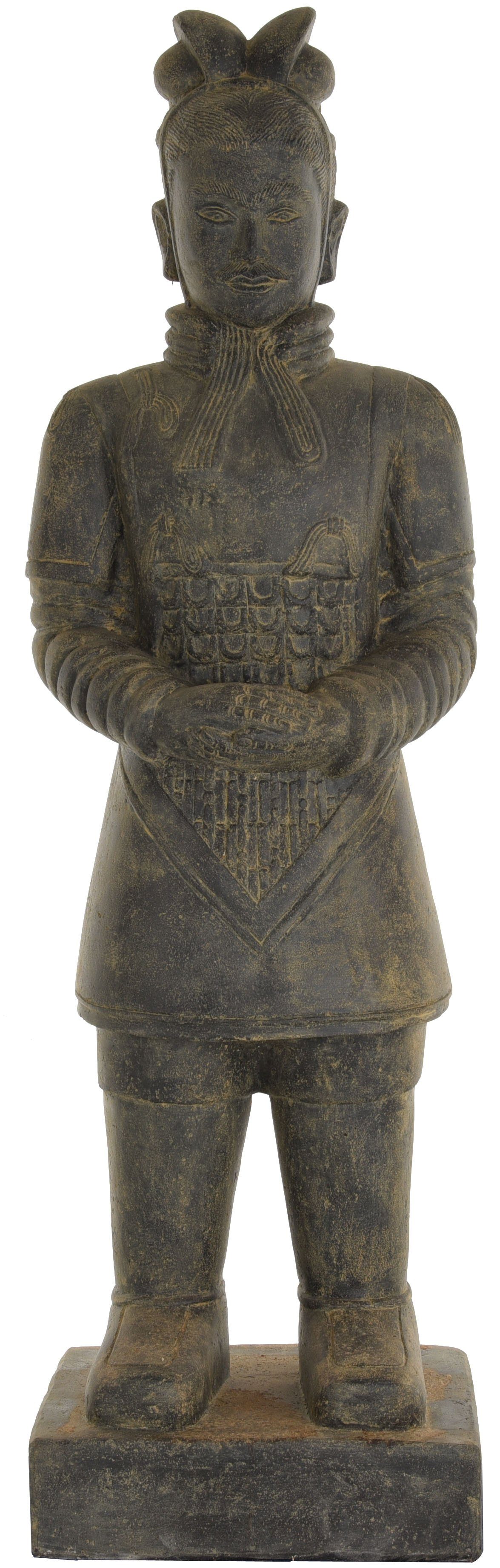 Krines Home Dekofigur Gartenfigur Chinesischer Soldat stehend Steinguss/Steinfigur Krieger, Armee Terrakotta Statue 150cm für Haus und Garten