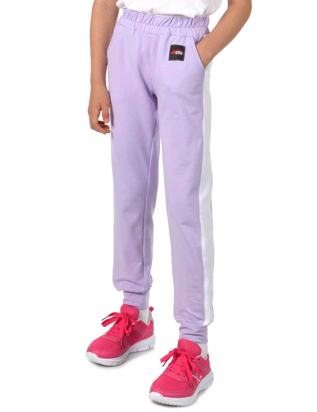 Sporthose Mädchen Stoff Freizeithose Streifeneinsatz 30358