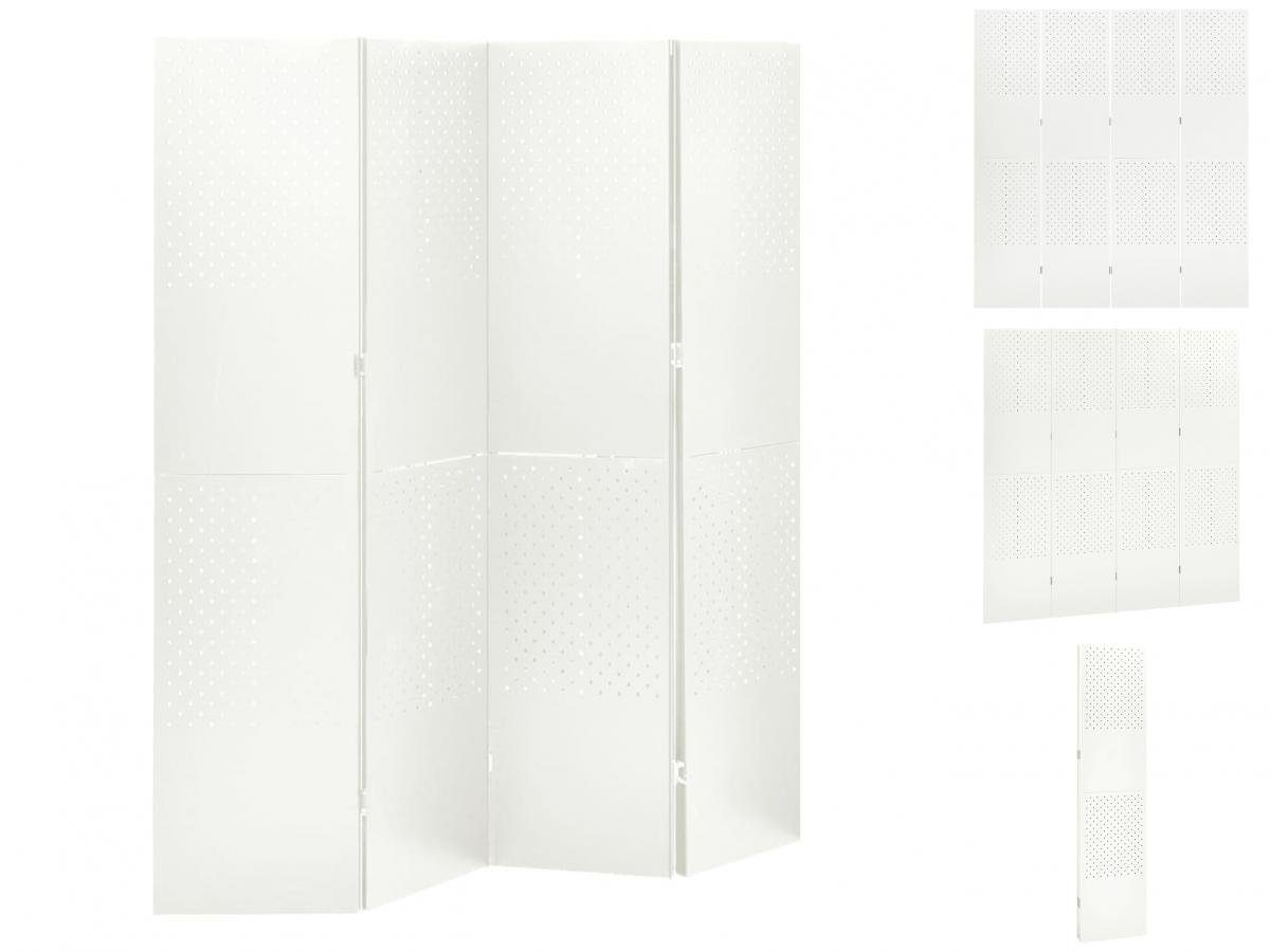 vidaXL Raumteiler Paravent Trennwand Spanische Wand 4-tlg Raumteiler Weiß 160x180 cm Sta | Raumteiler-Regale