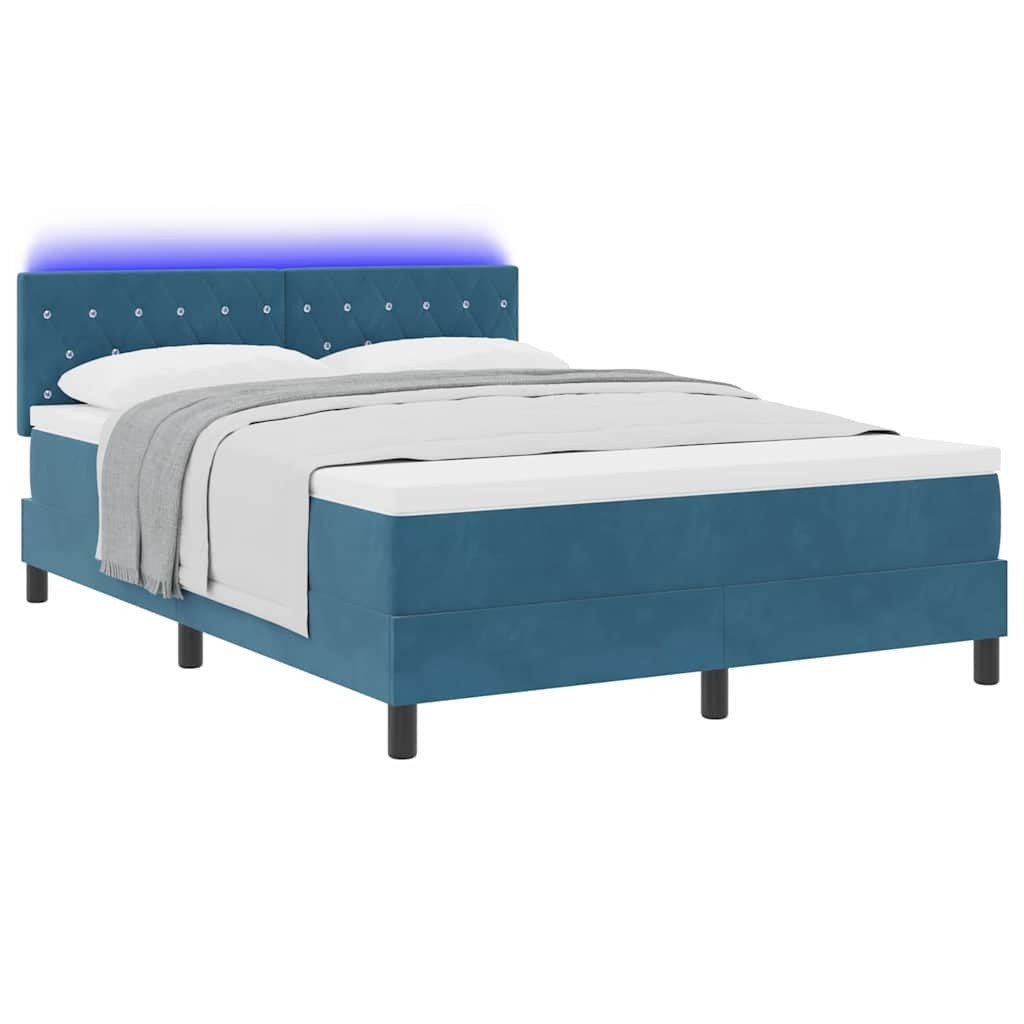 vidaXL Boxspringbett, Boxspringbett mit Kopfteil Dunkelblau 140 x 200 cm Samt