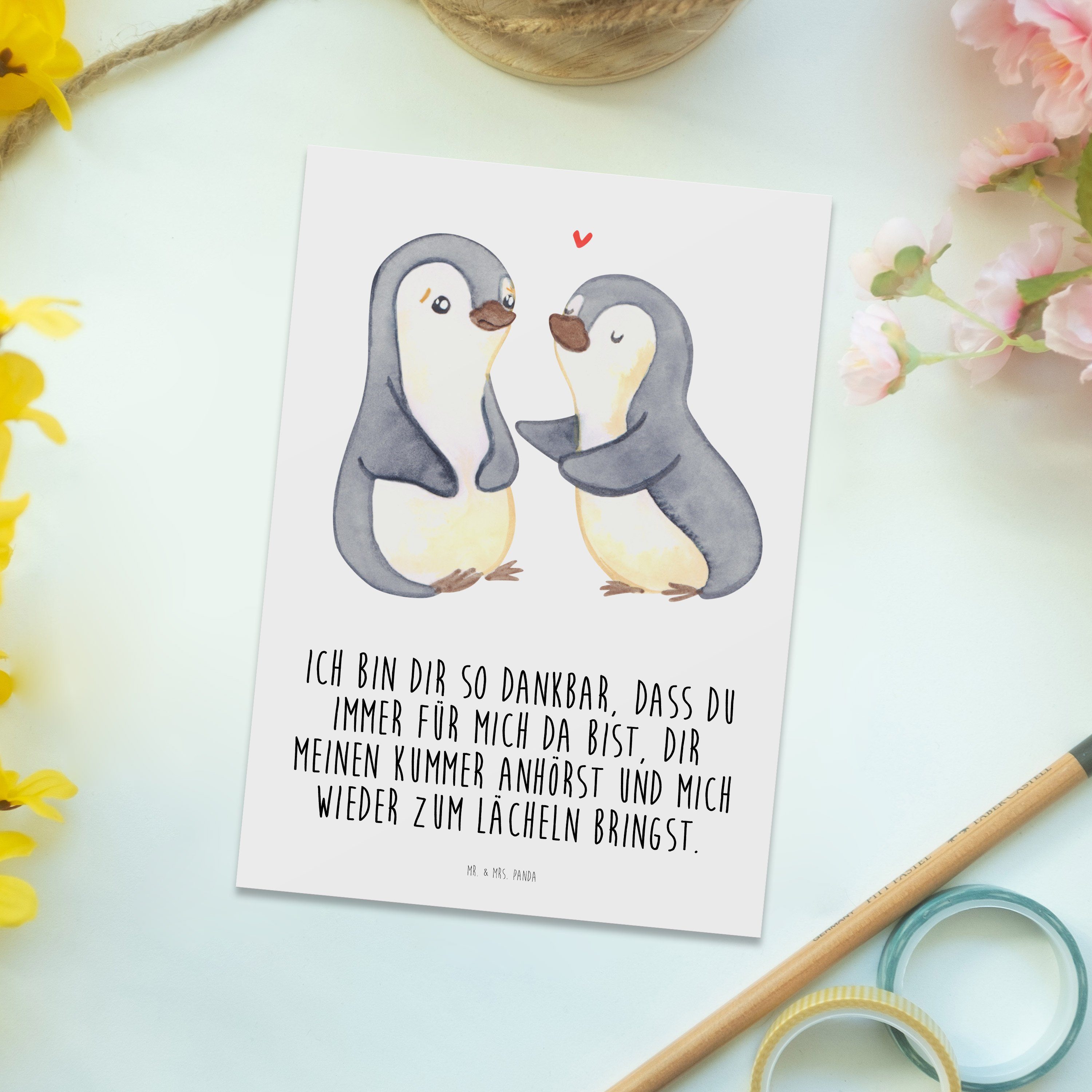 Weiß Panda & - Postkarte Mr. Mrs. - trösten Einladungskarte, Geschenk, Geburtstagskarte Pinguine