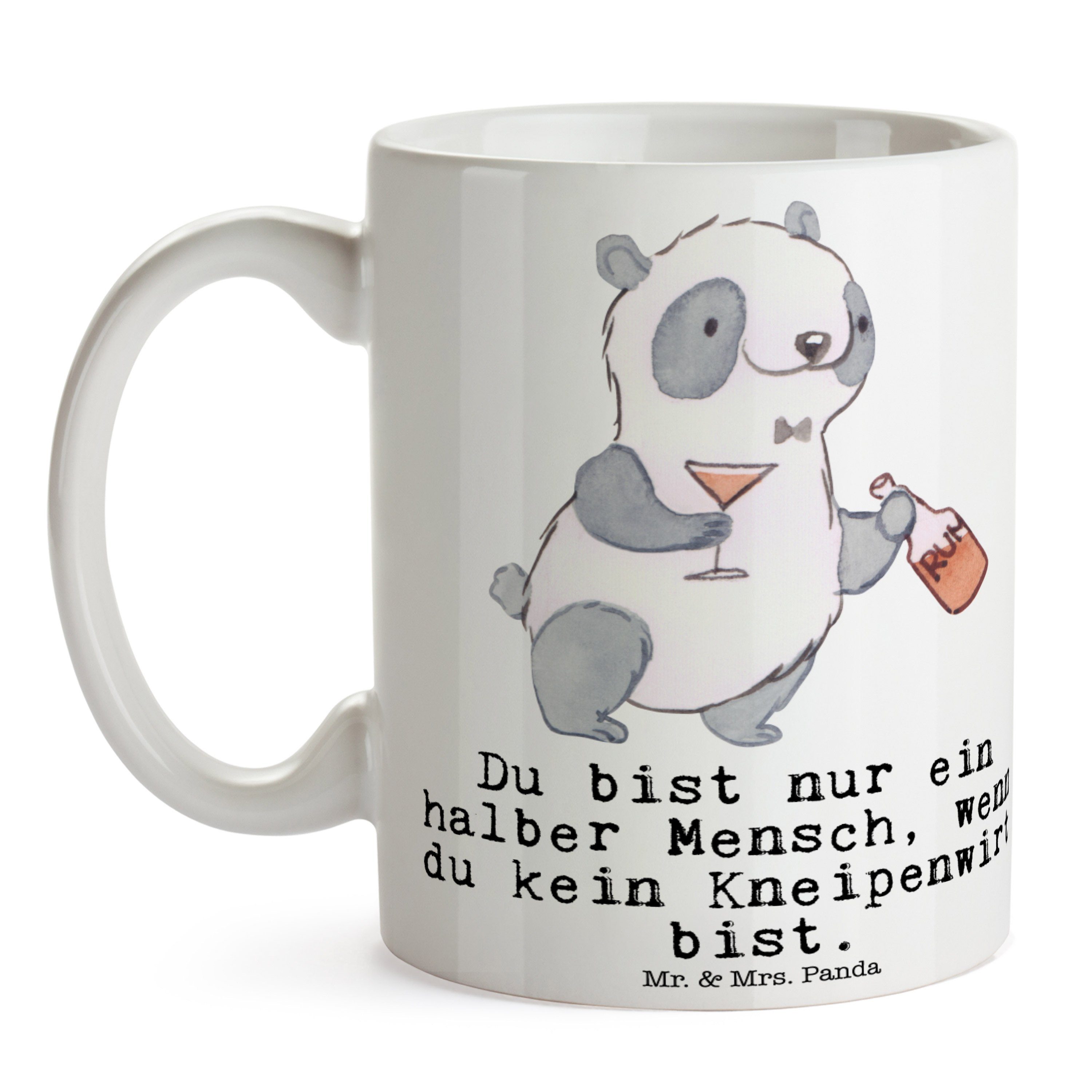 Mrs. Panda Tasse Weiß - - Geschenk, Mr. Tasse, Geschenk Beruf, Firma, Herz mit & Keramik Kneipenwirt