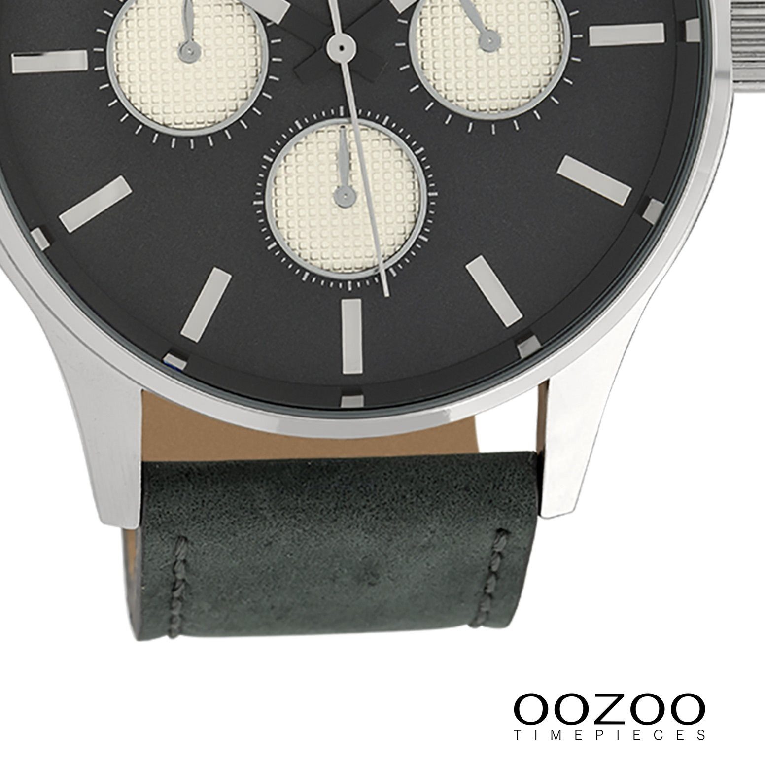 OOZOO Quarzuhr Oozoo Herren Laufwerk Analog, Fashion-Style, Armbanduhr Japanisches rund, groß Herrenuhr extra (ca. 48mm) Timepieces Lederarmband