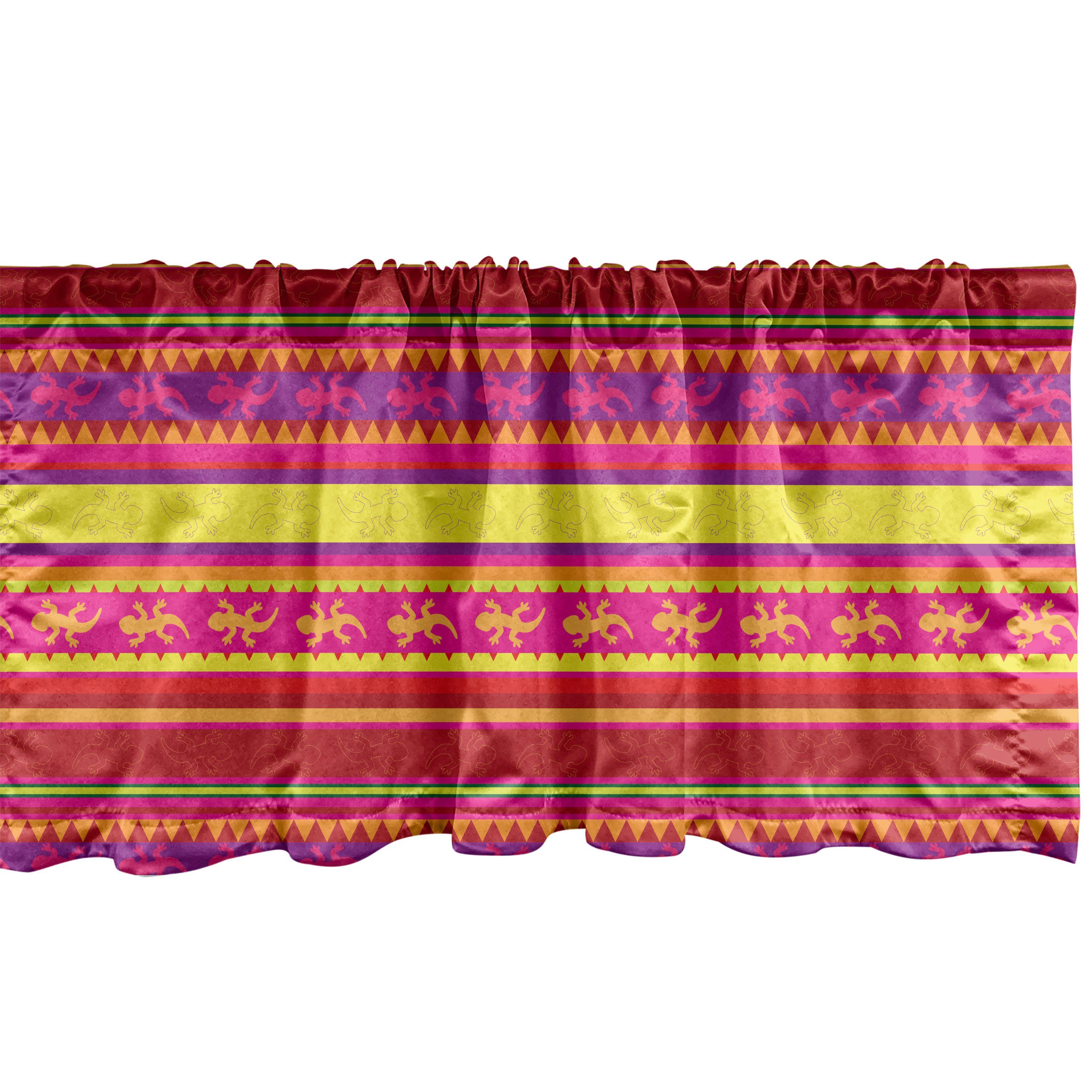 Scheibengardine Vorhang Volant für Küche Schlafzimmer Dekor mit Stangentasche, Abakuhaus, Microfaser, Mexikaner Vibrant Lizard Folklore