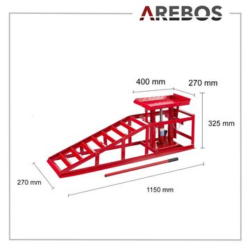 Arebos Auffahrrampe PKW, KFZ Rampe, Höhenverstellbar von 270-375 mm, 2 T, Einzeln (PKW Auffahrrampe Hebebühne einzeln)