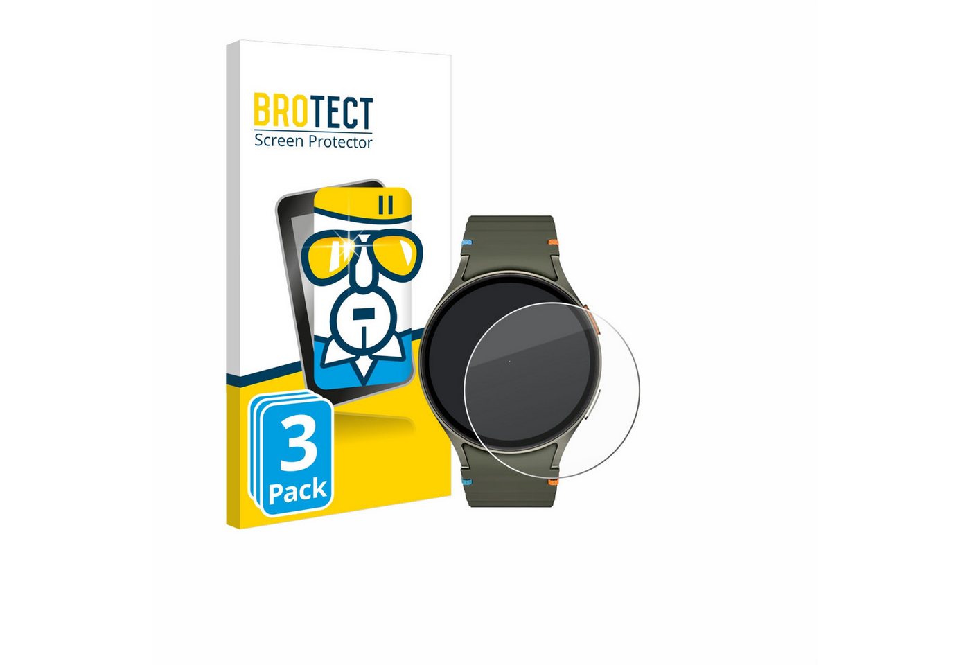BROTECT Displayschutzglas Schutzglas für Samsung Galaxy Watch 7 (44 mm), 3 Stück, Displayschutz 9H Schutz Glas Klar Transparent