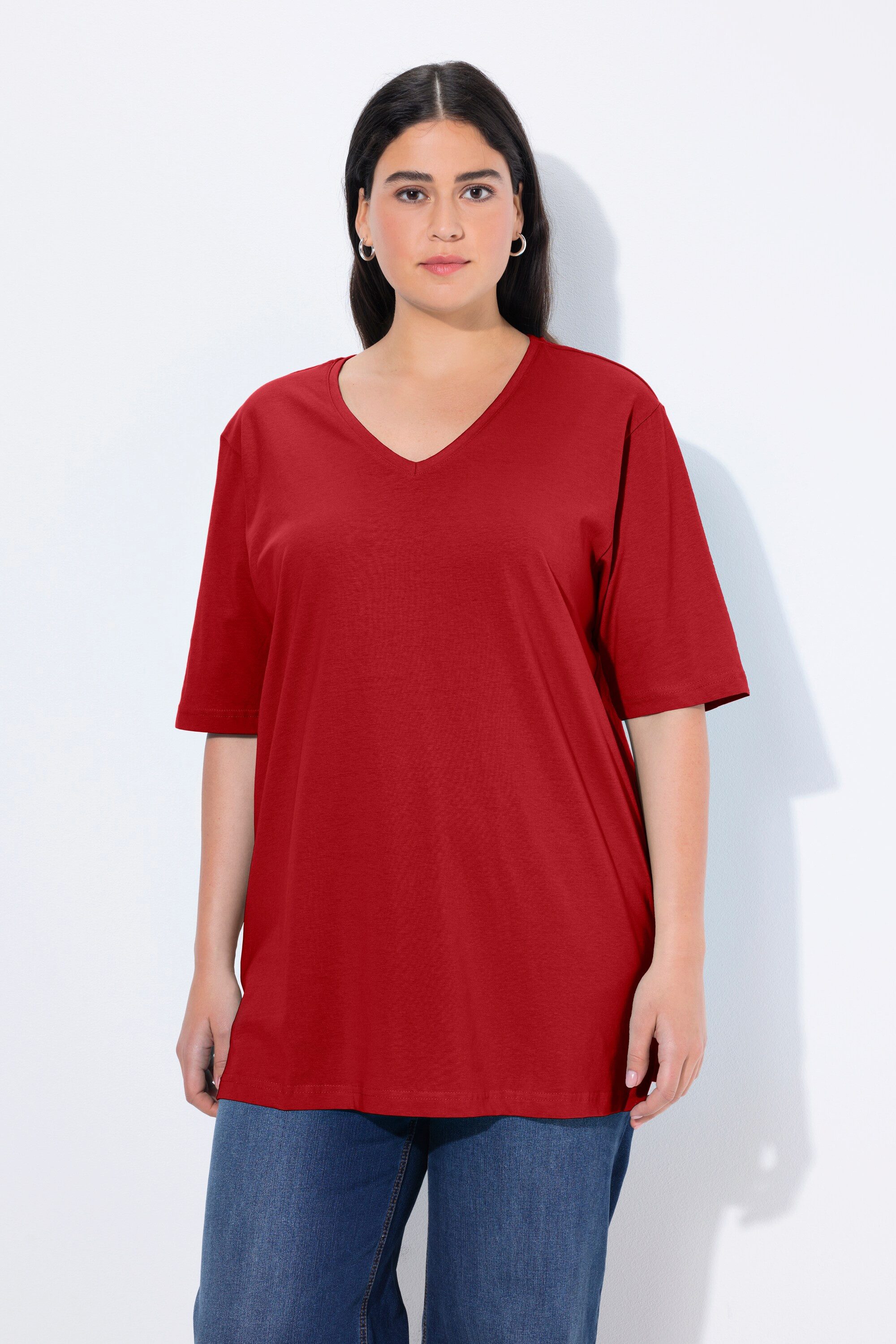 Ulla Popken T-Shirt T-Shirt V-Ausschnitt Relaxed günstig online kaufen