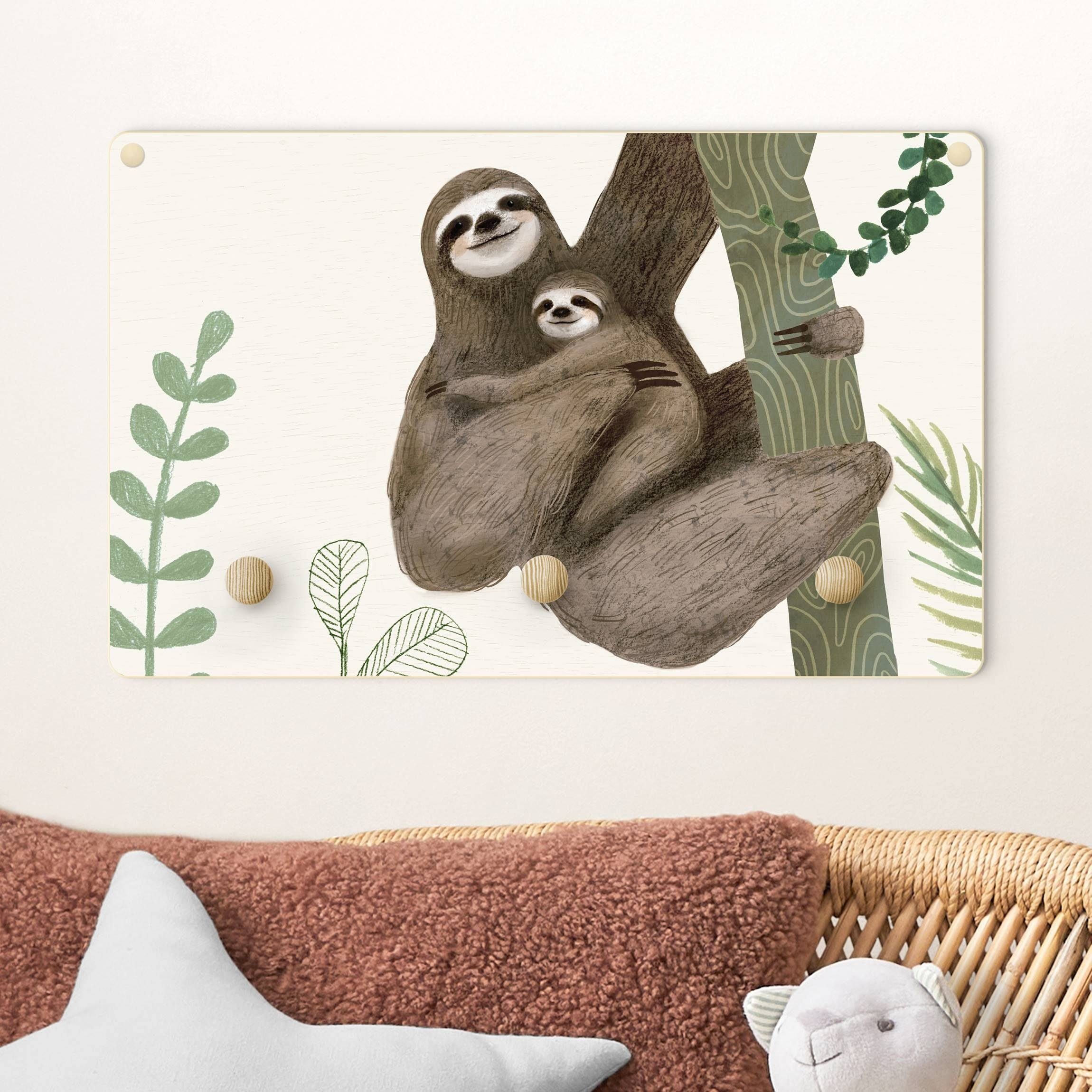 Bilderdepot24 Garderobenpaneel beige Illustration Sprüche Tiere