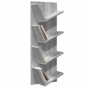 vidaXL Regal Wand-Bücherregal mit 4 Fächern Grau Sonoma 33x16x90 cm, 1-tlg.