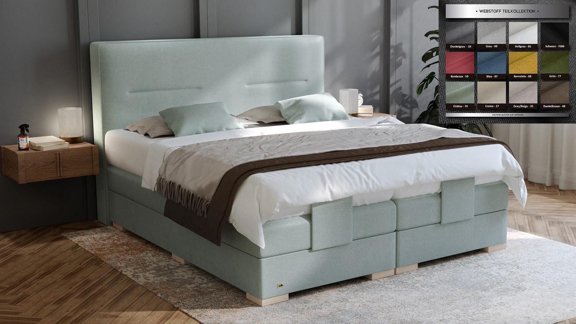 PAARA Boxspringbett Kreta elektrisch verstellbar mit Motor alle Größen, mit einzigartigem Belüftungssystem