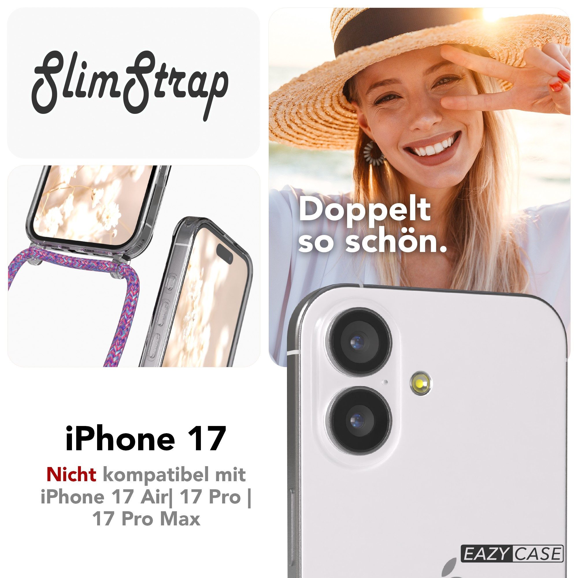 EAZY CASE Handykette mit Magsafe Hülle für Apple iPhone 17 6,3 Zoll, Magsafehülle Kette zum Umhängen mit Umhängeband mit Riemen Unicorn