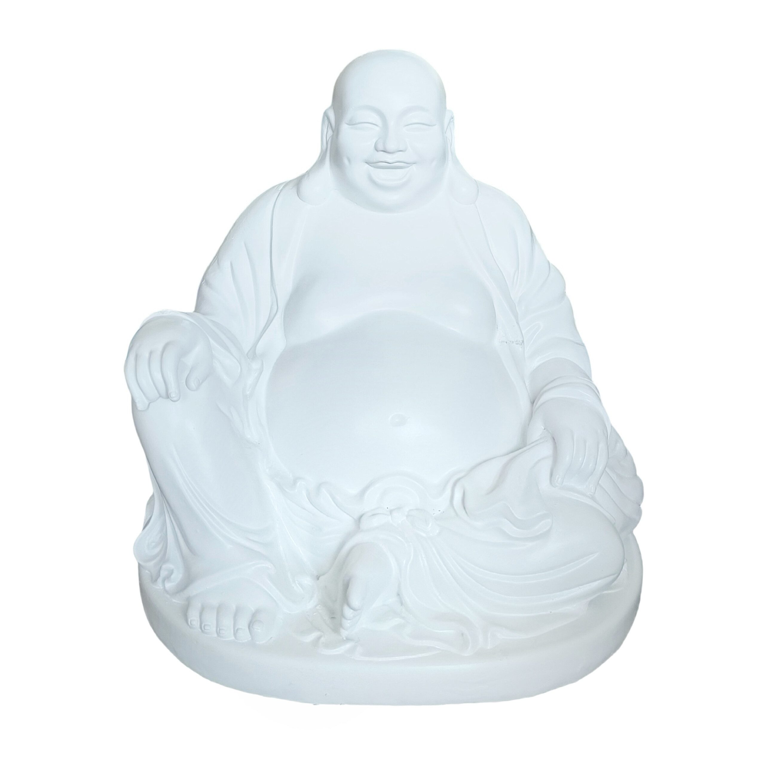 relaxdays Buddhafigur Buddha Figur lachend 45 cm, weiß