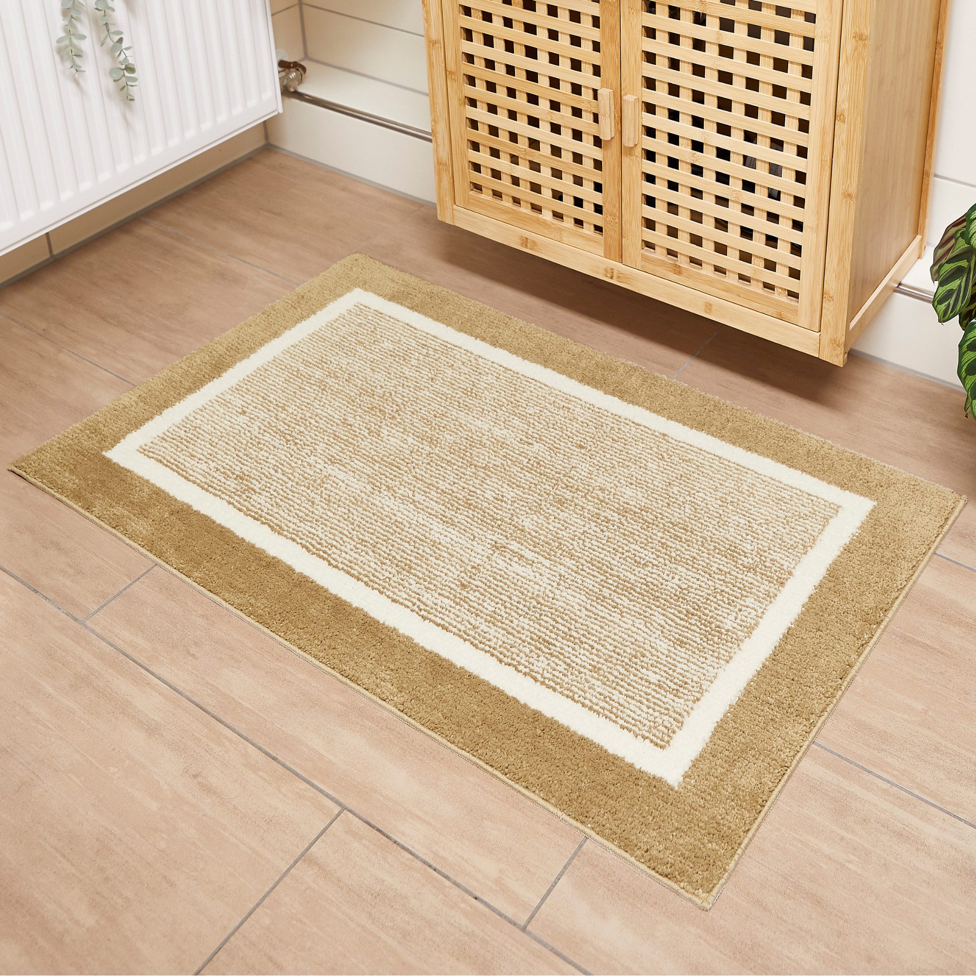 Andiamo Badematte Maui, Höhe 15 mm, rutschhemmend beschichtet, fußbodenheizungsgeeignet, Polyester, rechteckig, gestreift, mit Bordüre, auch als 2er Set erhältlich