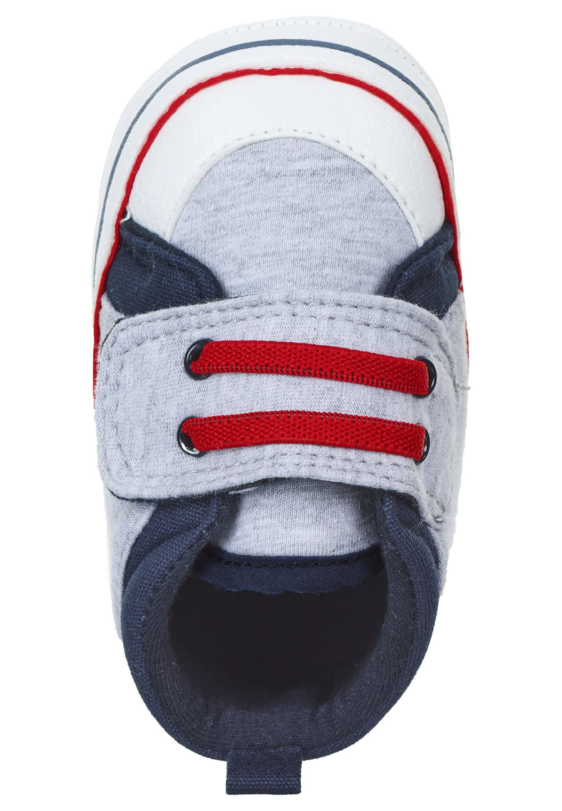 Klett, und Sterntaler® mit farblichen Silber Babyschuhe silber-melange Baumwollstoff Akzenten aus Baby Krabbelschuhe breitem Flexible rutschfester Schuhe - Paspel in Sohle Krabbelschuh - mit Babyschuh (1-tlg)