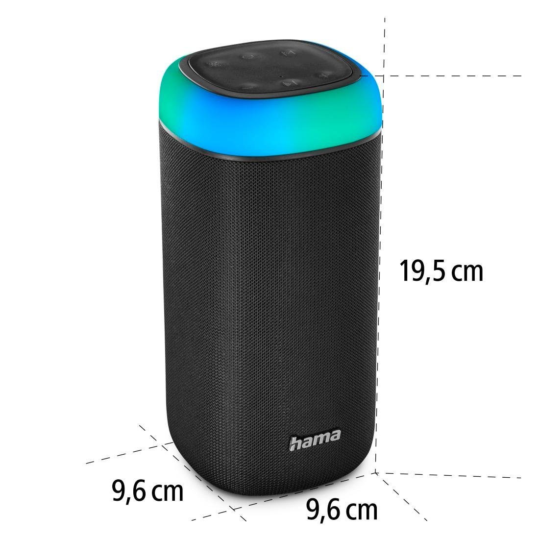 Hama Bluetooth Box Shine 2.0 (Freisprechanlage,Xtra 360ᵒ Sound spritzwassergeschützt Sound) schwarz LED Bluetooth-Lautsprecher Xtra Bass Bass,360ᵒ