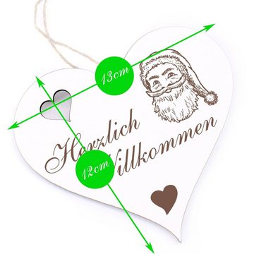 Dekolando Hängedekoration Herzlich Willkommen - Weihnachtsmann - 13x12cm