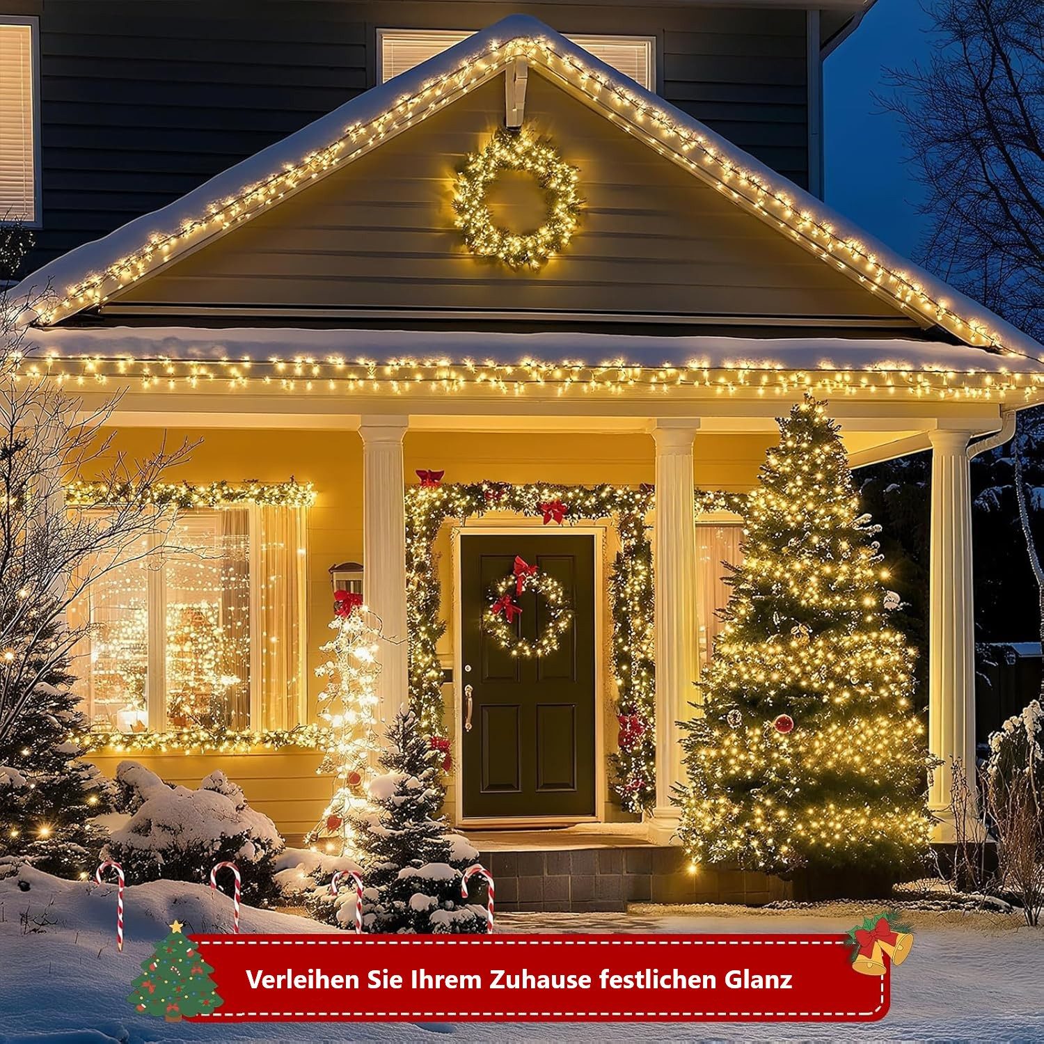 Montegoni LED-Lichterkette 10m Lichterkette warmweiß 100 LED, Weihnachtsdeko, Wasserdicht, Weihnachtsbeleuchtung für den Innen- und Außenbereich – Bild 5 von 5
