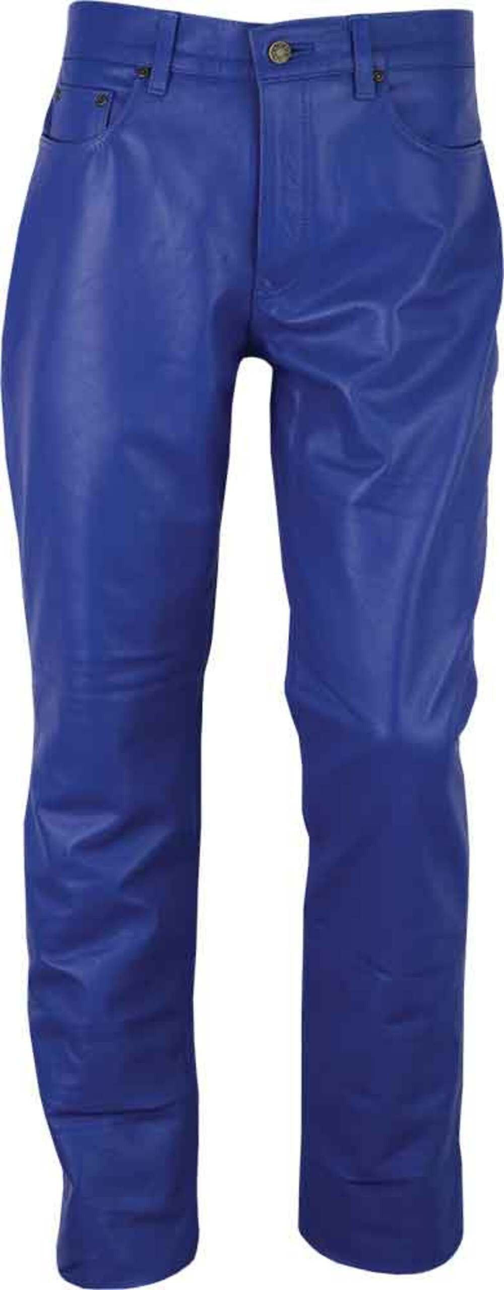 Fuente Leather Wears Motorradhose Biker Lederhose Herren lang Blau