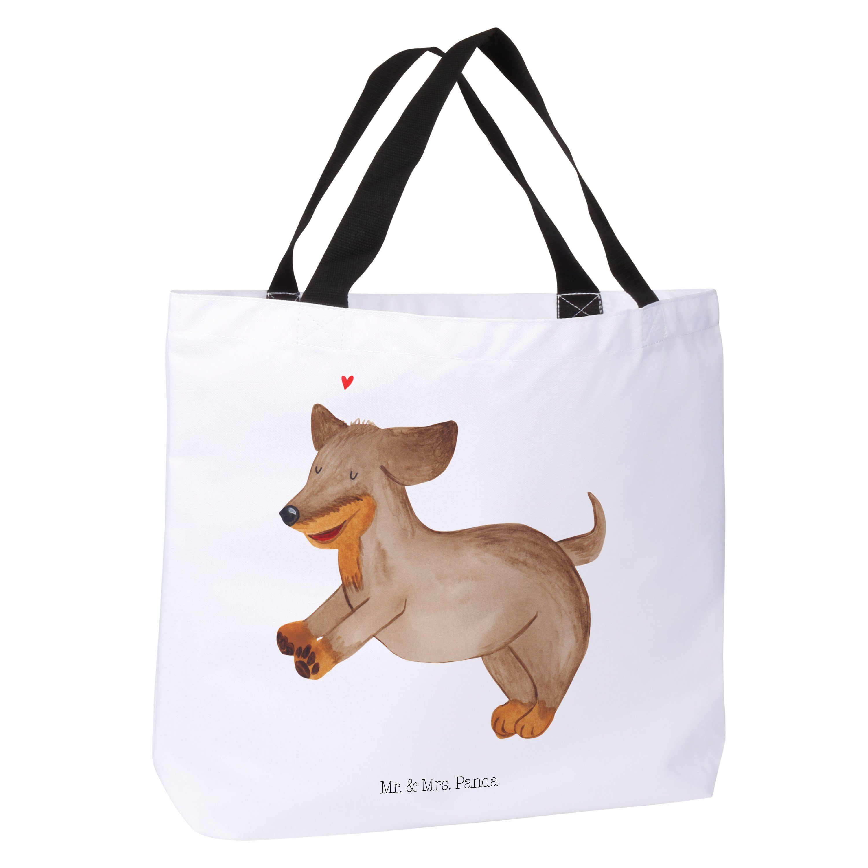 (1-tlg) Mrs. Dackel Hund Hunderasse, Strandtasche, Geschenk, Weiß - Mr. fröhlich Panda Shopper Tie - &