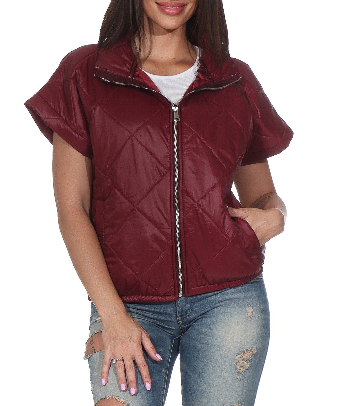 simaranda Steppweste Ärmellose Jacke kurz Outdoor Weste 5684 mit Stehkragen günstig online kaufen