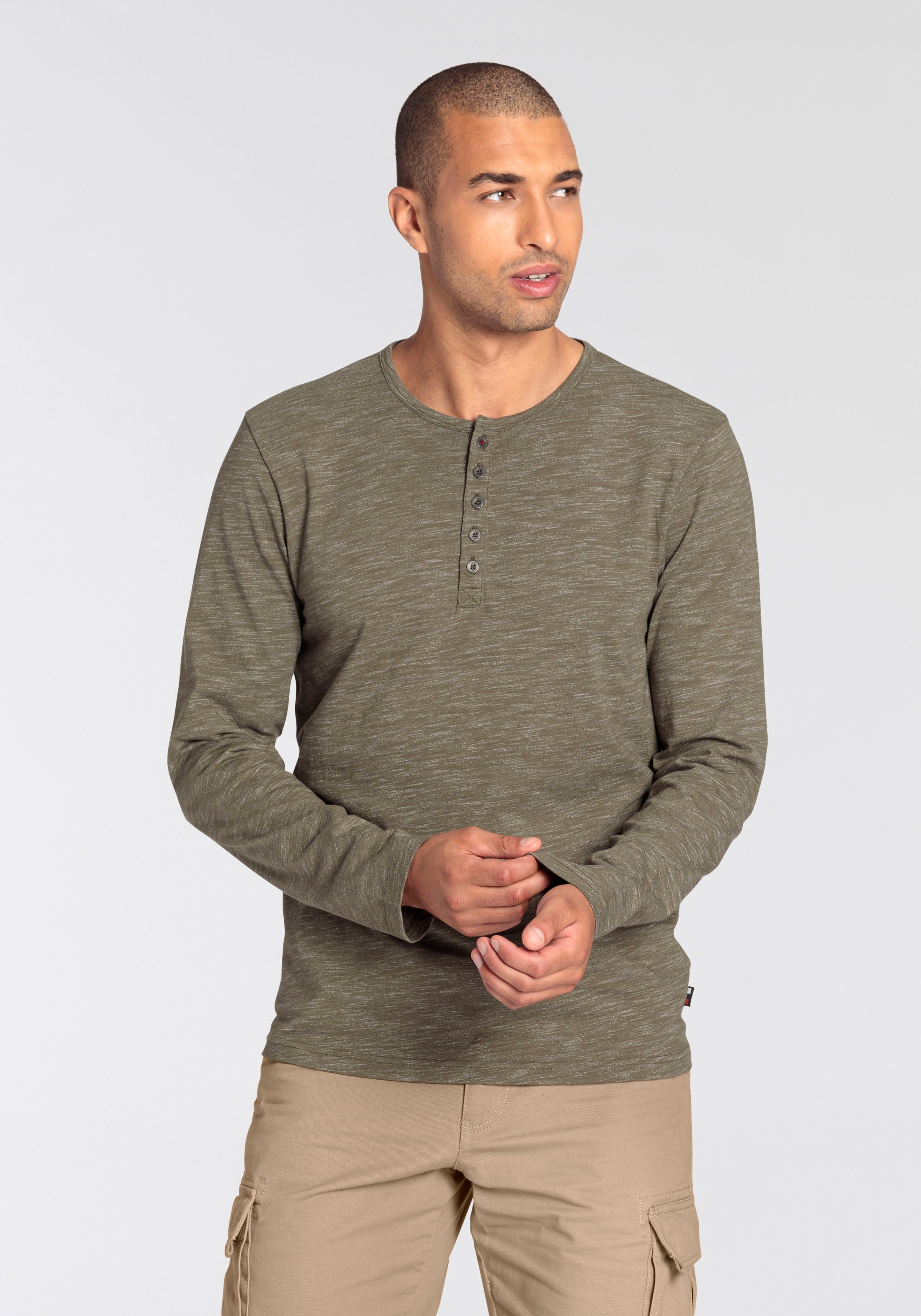 Bruno Banani Langarmshirt schmale Passform, melierte günstig online kaufen