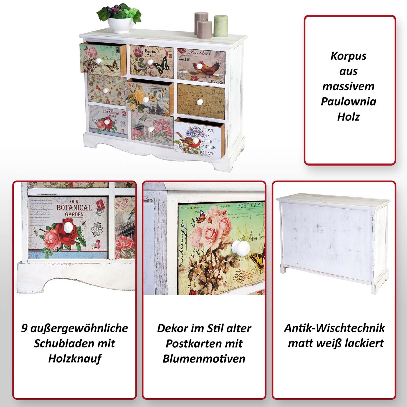 MCW Kommode Arnhem, 9 Schubladen, Artikel fertig montiert