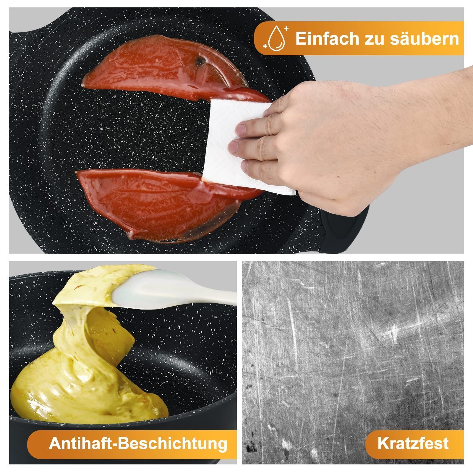 mit Aluminium (Topf Tajine Tagine Marokkanische Induktion, Scheffler Weiß Antihaftbeschichtung, Dampfgartopf kegelförmigem Topf Deckel), - induktionsgeeignet