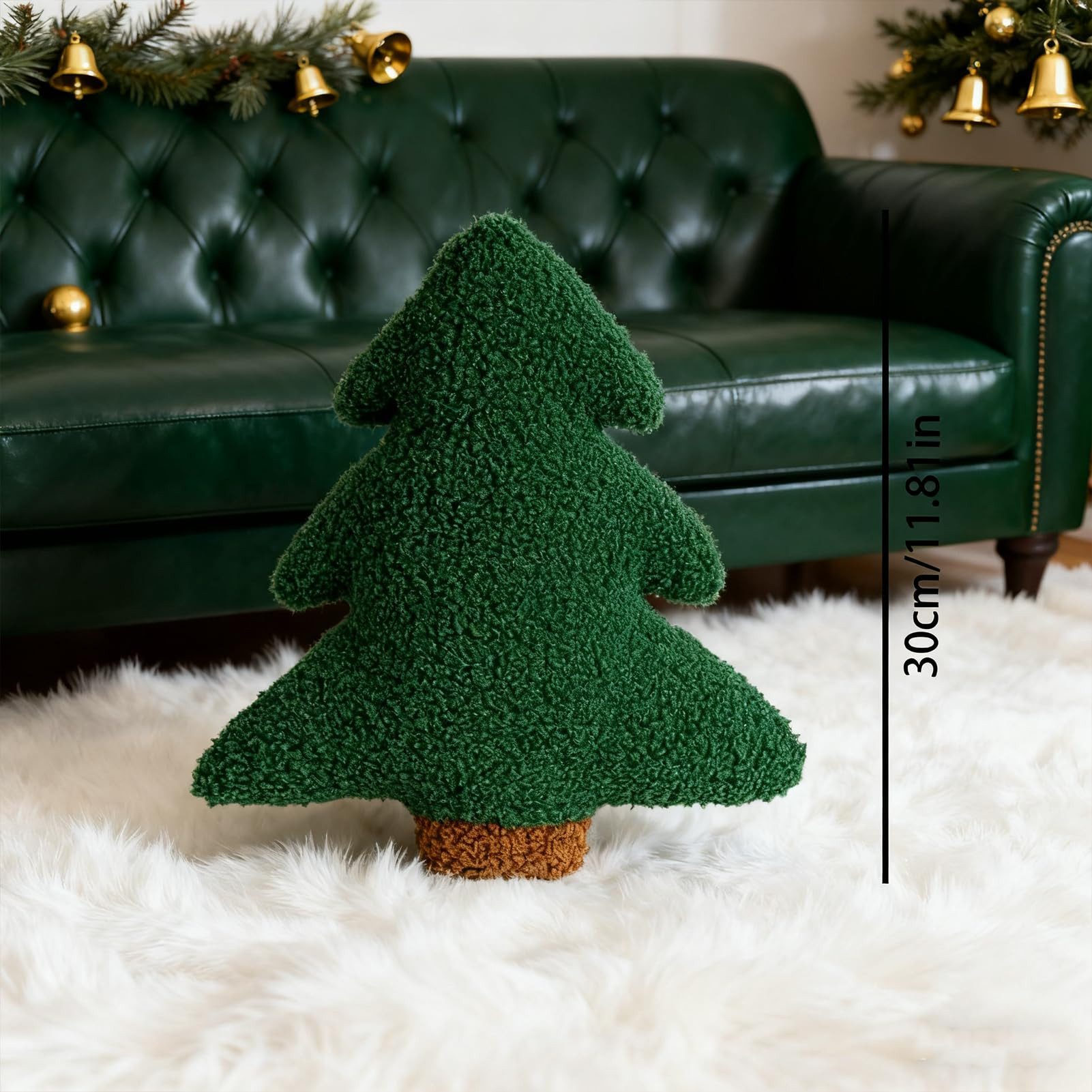 CLTYQ Dekokissen Weihnachtsbaum-Kissen-weihnachtsbaumförmige Plüschkissen,30 x 25 cm, Weihnachtsdekorationen, geeignet für Partys, Zuhause, Sofa und Bett. – Bild 3 von 5