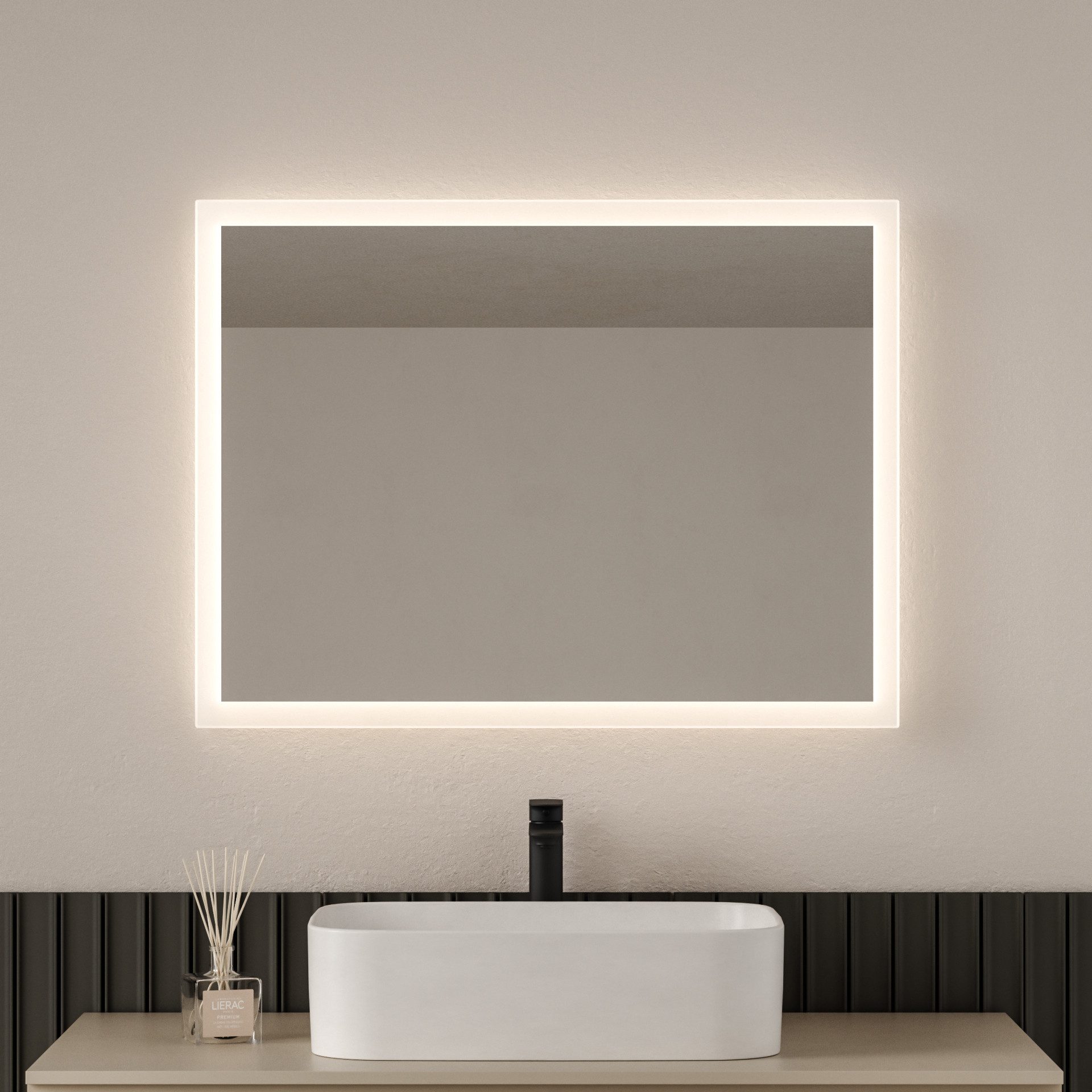 EMKE Badspiegel mit Beleuchtung 80x60cm LED Lichtspiegel 3000K Warmweiß Wan günstig online kaufen