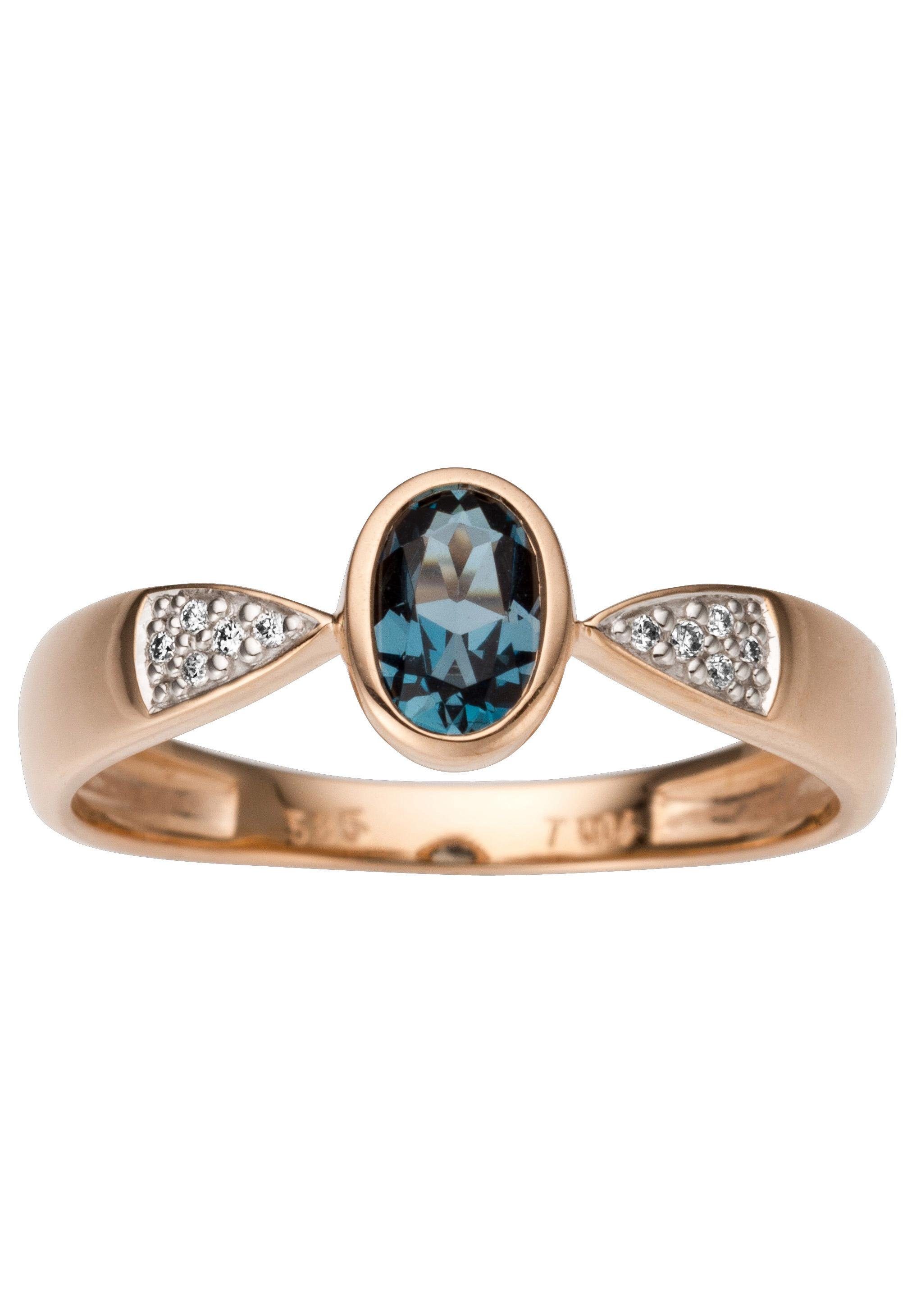 Firetti Diamantring Schmuck Geschenk Gold 333 Damenring Goldring Farbstein Edelstein, mit Blautopas - mit Brillanten