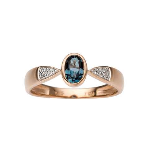 Firetti Diamantring Schmuck Geschenk Gold 333 Damenring Goldring Farbstein Edelstein, mit Blautopas - mit Brillanten