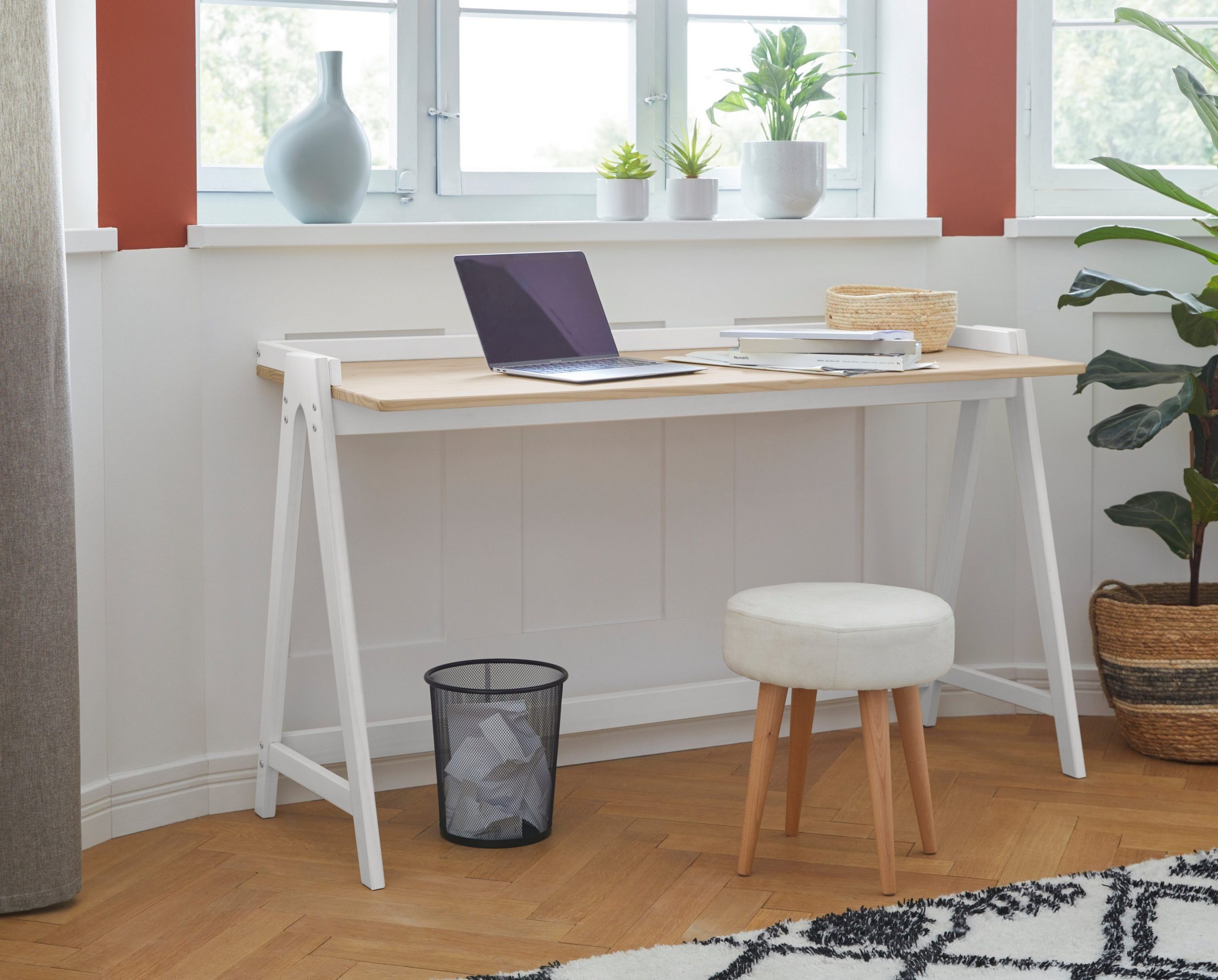 loft24 Schreibtisch, rechteckig, Kiefer Massivholz, Kufengestell Metall, modern, 120 cm