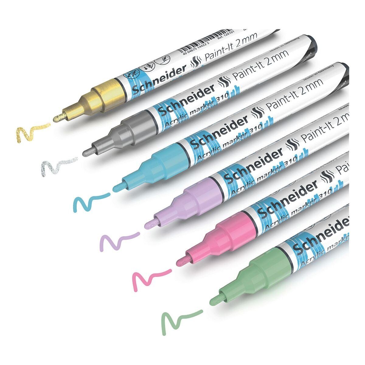 Schneider Lackmarker Paint-It 2 mm, (6-tlg), Acrylmarker Pastell