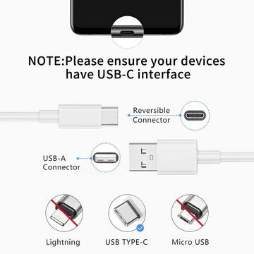 walkbee USB-Kabel, USB-C auf USB-A (180 cm 3Pack), Schnellladekabel, USB-Kabel, USB-C, USB-A, Ladekabel, Datenkabel, Adapterkabel für Smartphone & Tablet - 1.8m