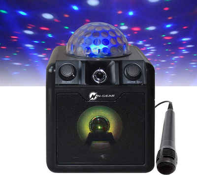 N-GEAR N-Gear DISCO410 Karaoke & Party Bluetooth Lautsprecher Bluetooth-Lautsprecher (Leuchteffekte, Mikrofone, DISCO Kugel)