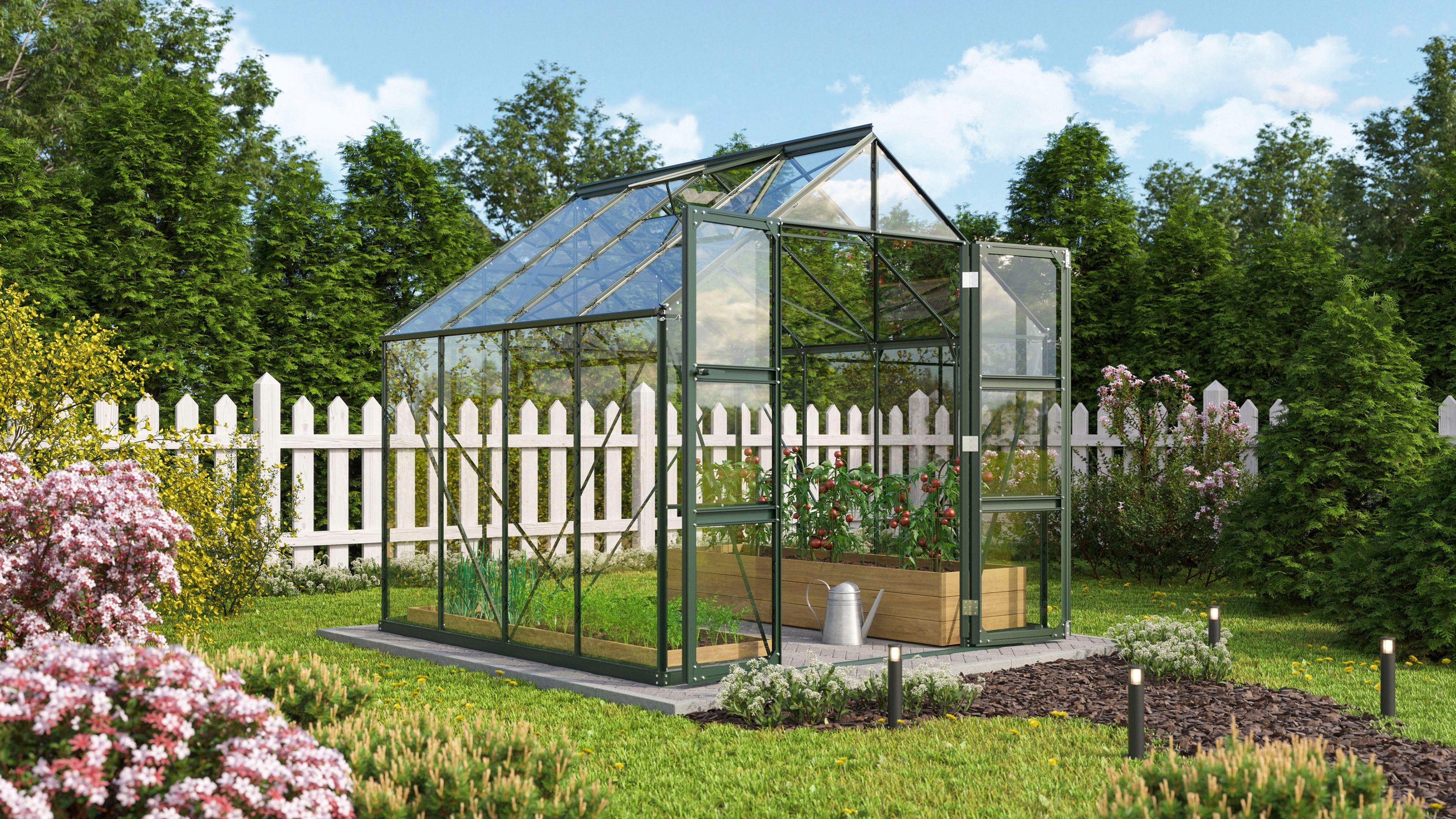 Thumbnail - Vitavia Gewächshaus Domus 6700, BxTxH: 257 x 263 x 253,9 cm, 3 mm Wandstärke, Doppelschwingtüren und bodentiefer Türschw...