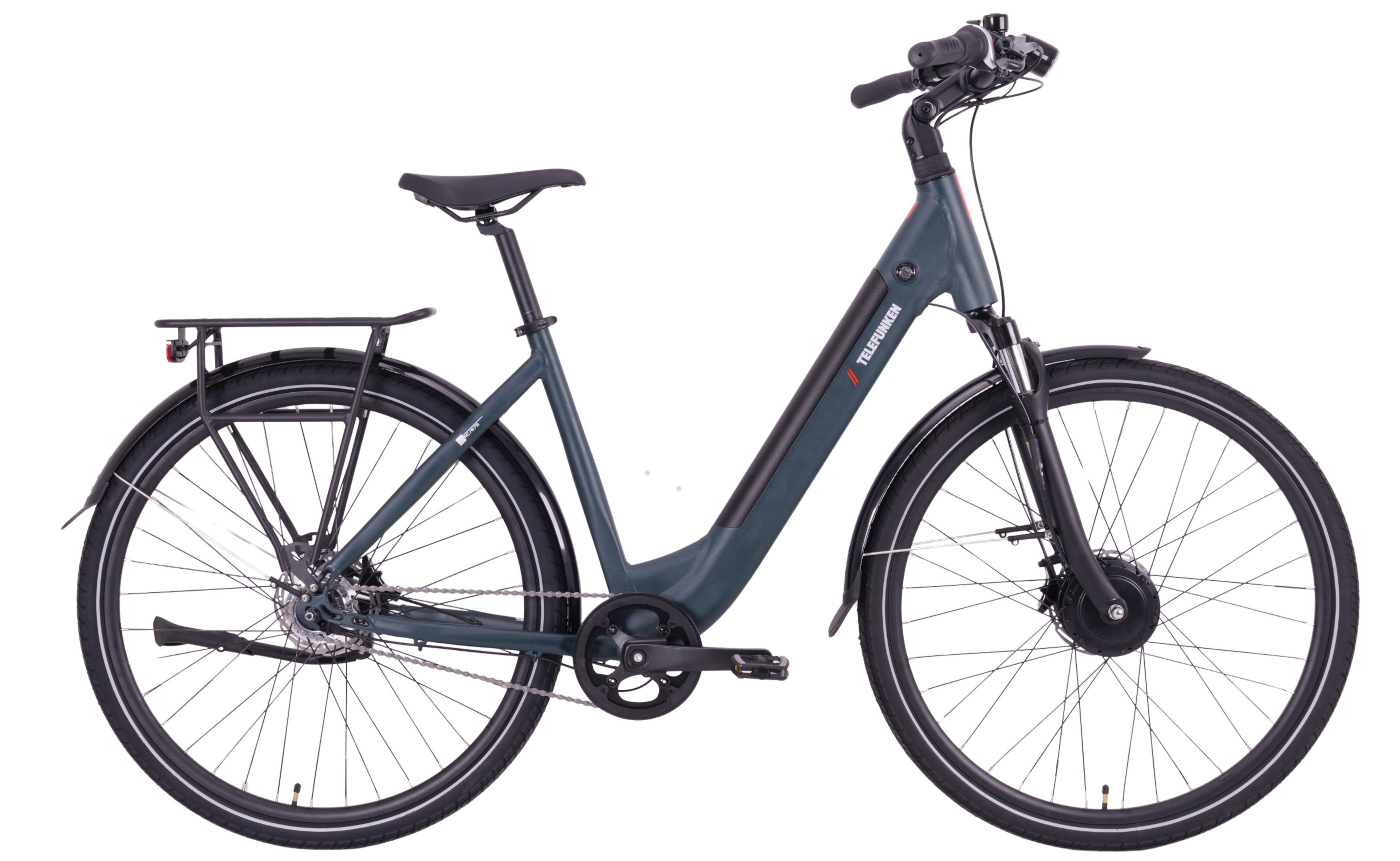 Telefunken E-Bike Cityrad Multitalent RC675, 7 Gang Shimano Nexus Schaltwerk, Nabenschaltung, Frontmotor, 489,6 Wh, Pedelec, Elektrofahrrad, Damen u. Herren, Scheibenbremsen, 28 Zoll